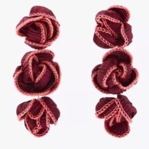 NWT ZARA floral fabric dangle earrings